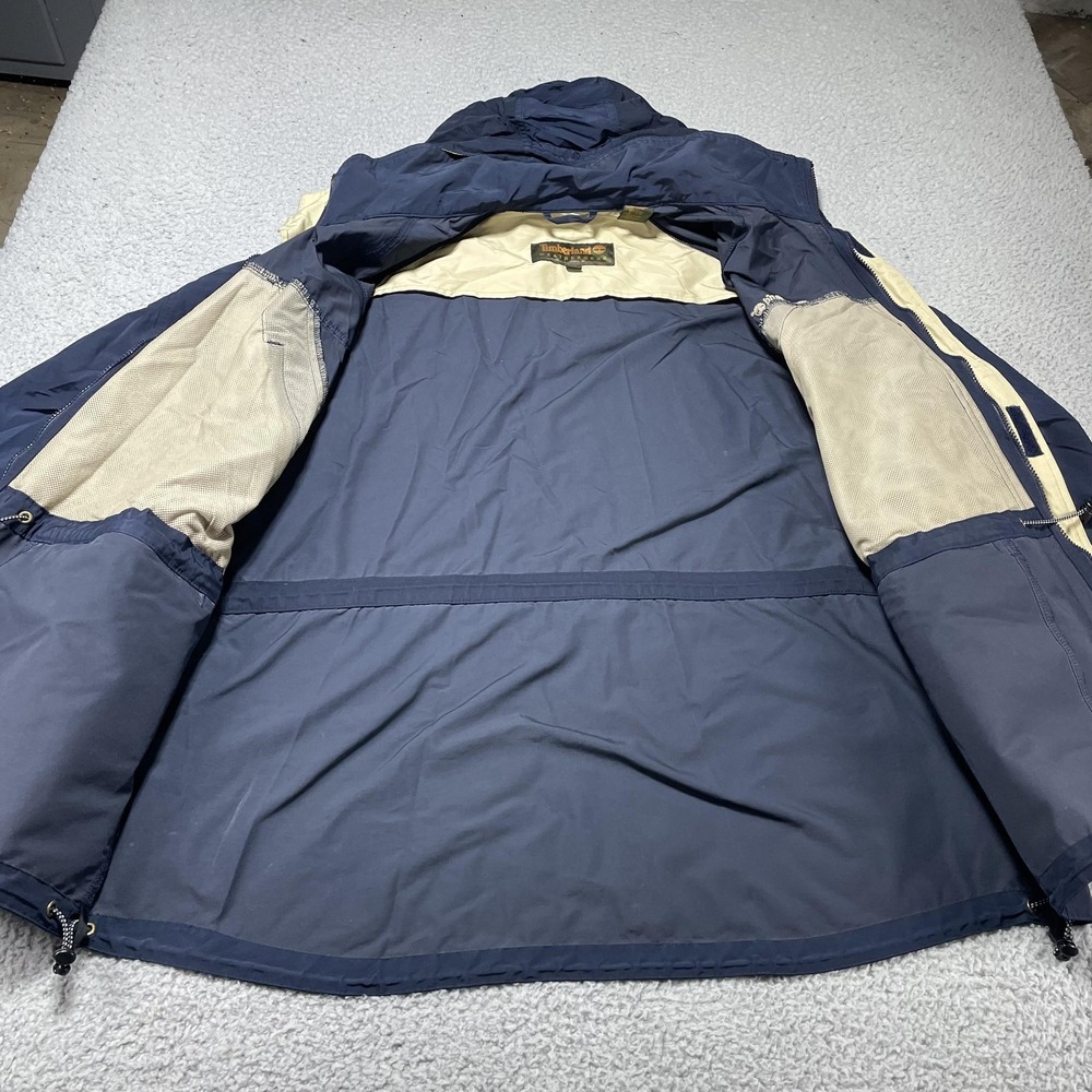 Vintage Timberland Jacket Mens 2XL Navy Hooded Weathergear Parka Coat 90s - Picture 6 of 14